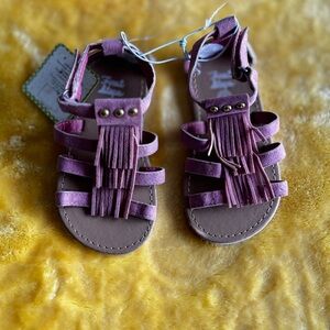 Purple Fringe Kids Sandals